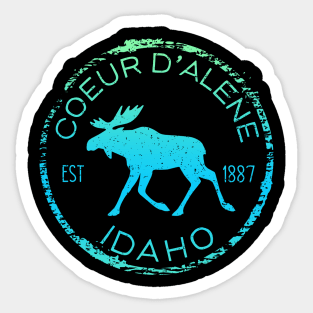 Coeur d'Alene Idaho Weathered Moose Souvenir Sticker